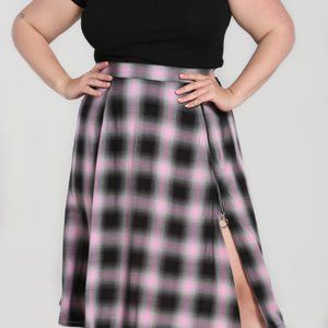 NWT! Plus-Size Pink & Black Tartan Midi Skirt - Hayley Skirt    [Free Shipping]